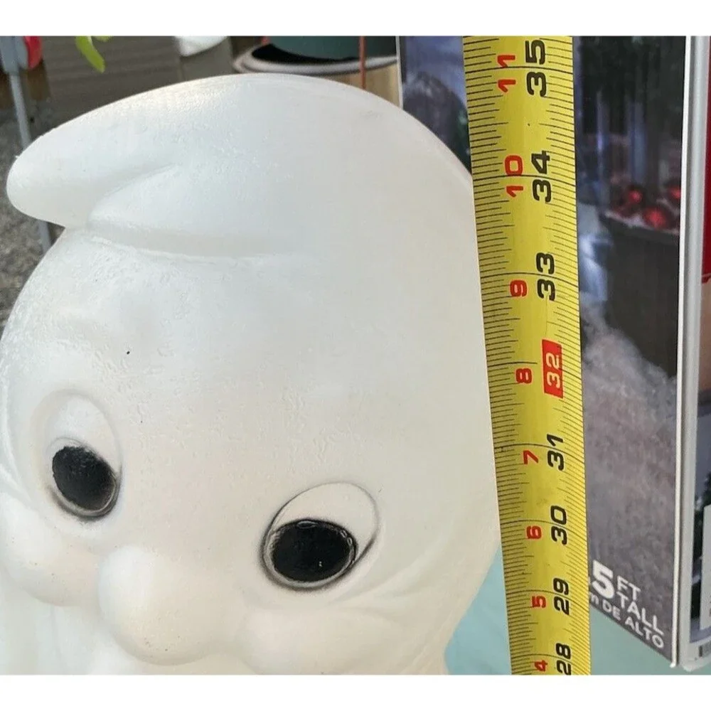 Large Vintage Ghost Blow Mold Holding Pumpkin Halloween Yard Decor 3FT Tall